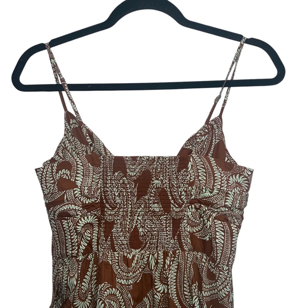 NEW NWT A.L.C. Laura Cotton Poplin Maxi Dress In Cognac & Green Ash Print - Picture 10 of 14